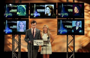 Kristin Chenowith and Jim Parsons host the Tony Award Nomination Ceremony 2012 Kristin Chenowith and Jim Parsons host the Tony Award Nomination Ceremony 2012