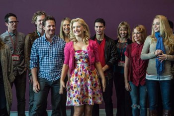 Lucy Durack lead the company in song at the first day media call Lucy Durack lead the company in song at the first day media call