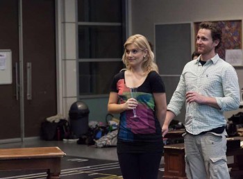 David Harris and Lucy Durack in rehearsals for Legally Blonde. Image by Matt Watson David Harris and Lucy Durack in rehearsals for Legally Blonde. Image by Matt Watson