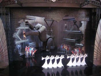 Production Development Set Model of Kong Breaking Out Of Time Square Theatre. Image by Peter England Production Development Set Model of Kong Breaking Out Of Time Square Theatre. Image by Peter England