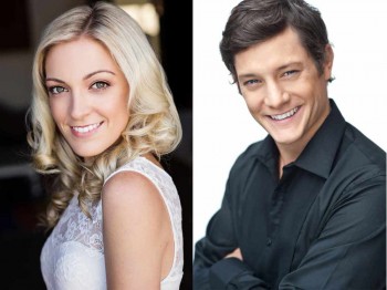 Gretel Scarlett and Rob Mills as Sandy and Danny in Grease