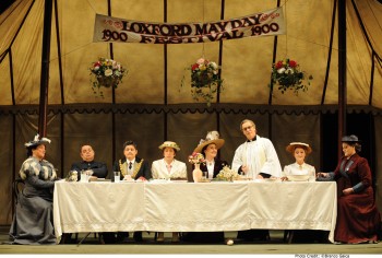 Roxane Hislop as Mrs Herring, Conal Coad as Superintendent Budd, John Longmuir as Mr Upfold, Kanen Breen as Albert Herring, Jane Ede as Lady Billows, Michael Lewis as Mr Gedge, Elvira Fatykhova as Miss Wordsworth & Dominica Matthews as Florence Pike. Image by Branco Gaica