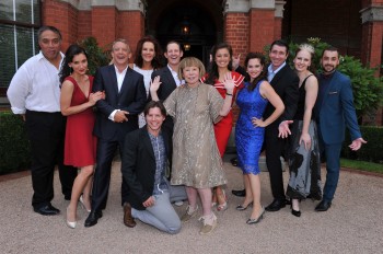 Back L-R: Eddie Muliaumaseali’I, Chelsea Plumley, Simon Burke, Rhonda Burchmore, Todd McKenney, Alinta Chidzey, Chelsea Plumley, Adam Murphy, Kellie Dickerson, Mathew Frank Front L-R: Gareth Keegan and Jeanne Pratt Photo: Jim Lee