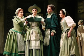 Jacqueline Dark, Dominica Matthews, Jane Ede and Taryn Fiebig in Opera Australia's Falstaff 2014. Image by Jeff Busby