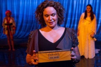 Leah Purcell, Miranda Tapsell, and Shari Sebbens in Radiance. Photo by Brett Boardman.