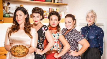 Lauren Jackson, Samantha Turk, Ellen Bailey, Sophie Rose, Catherine Alcorn in Five Lesbians Eating a Quiche.