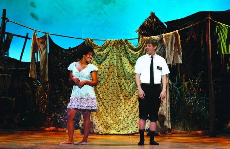 The Book of Mormon. Zarah Newman & AJ Holmes. Photo by Jeff Busby