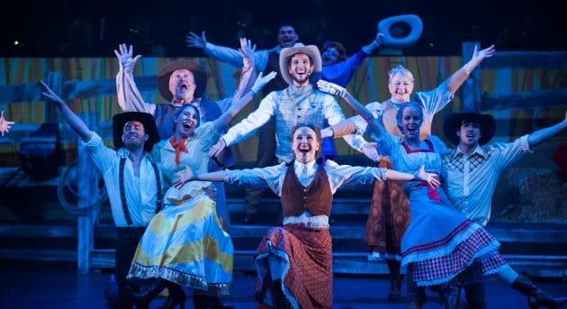 Ensemble cast of Harvest Rain's Oklahoma! Image by Trent Rouillon