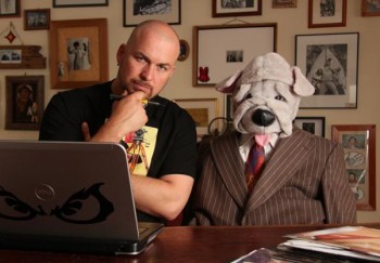 Playwright Jim McGrath and his lead character Sharik. Image by Peter Smith.