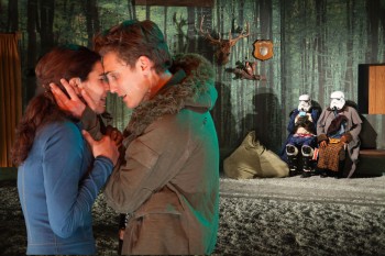  Fugitive L-R: Danielle Catanzariti, Eamon Farren with stormtroopers (in background) Photo: Tony Lewis 
