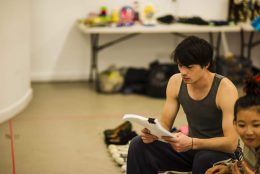 Rehearsals for Barking Gecko's 1507. Image by Cameron Etchells