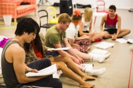 Rehearsals for Barking Gecko's 1507. Image by Cameron Etchells