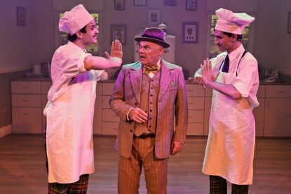 Rick Woodhouse, Laurence Coy and Steven Kreamer in Squabbalogic's The Drowsy Chaperone. Image by Michael Francis of Francis Fotography
