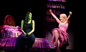 Jemma Rix as Elphaba and Lucy Durack as Glinda in WICKED. Image by Belinda Strodder