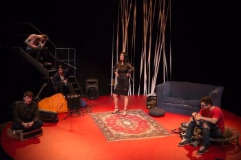 Patrick Dwyer, Thomas Hutchings, Gavin Edwards, Ngoc Phan, and Nicholas Gell in Hedonism’s Second Album. [photography: Simon Hall].