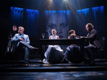 Gerry Connolly, Julian Curtis, Nelle Lee, Melanie Zanetti, and Anthony Standish in Wuthering Heights - shake & stir. Photo by Dylan Evans.