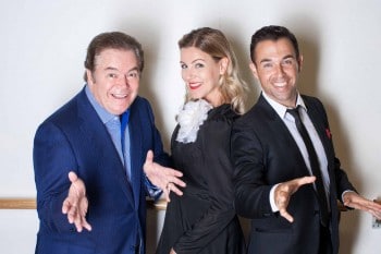 Daryl Somers (Max), Erin Bruce (April) and Luke Alleva (Spring), Birdie Productions Hot Shoe Shuffle. Photo Grant Leslie, Perfect Images.