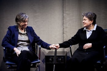 Sandra Bates and Lorraine Bayly in The Shoe-Horn Sonata, photo by Katy Green Loughrey.