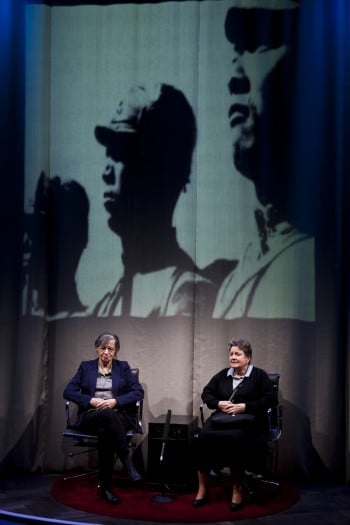 Sandra Bates and Lorraine Bayly in The Shoe-Horn Sonata, photo by Katy Green Loughrey.
