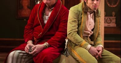 Paul Blackwell and James Smith in Volpone. Photo by Shane Reid