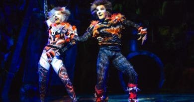 Dominique Hamilton as Rumpleteaser and Brent Osborne as Mungojerrie in CATS 2015. Image by Hagen Hopkins.