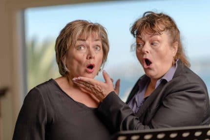 Genevieve Lemon and Kate Mannix star in the world premiere season of The Secret Singer