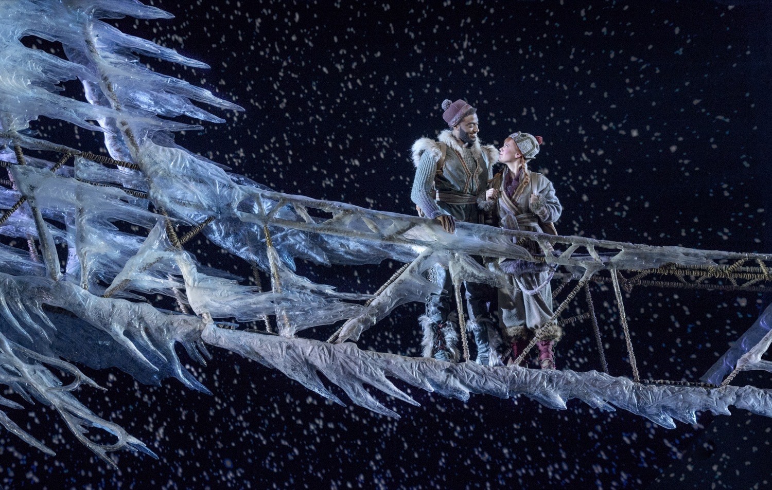 Jelani Alladin (Kristoff) and Patti Murin (Anna) in FROZEN on Broadway | Photo by Deen van Meer