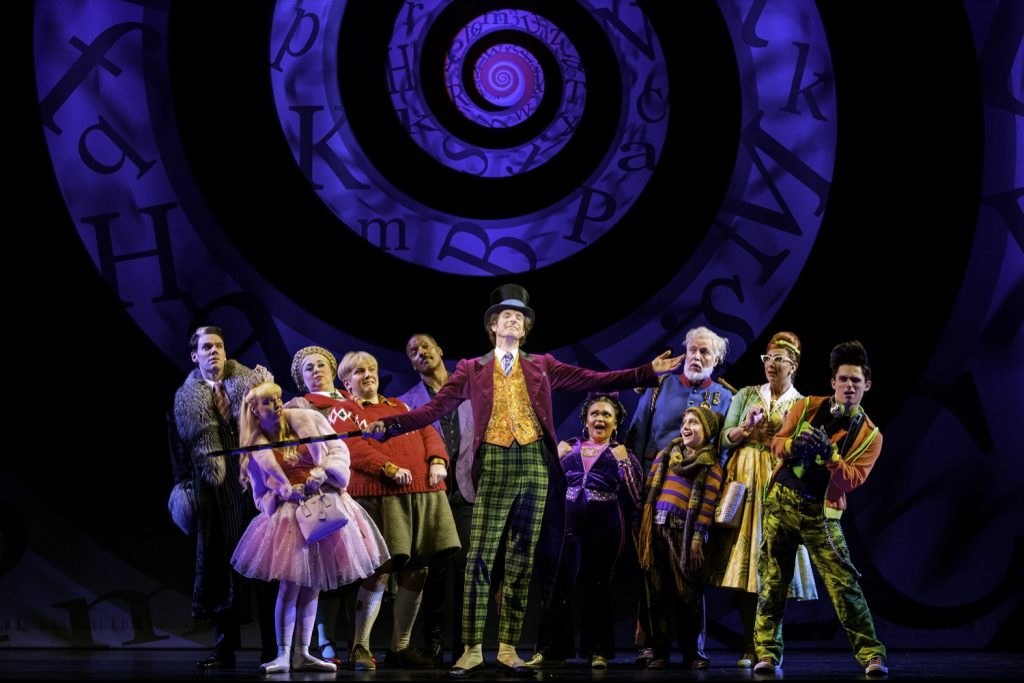Paul Slade Smith (Willy Wonka) and lead cast of Charlie and the Chocolate Factory. Image by Brian Geach