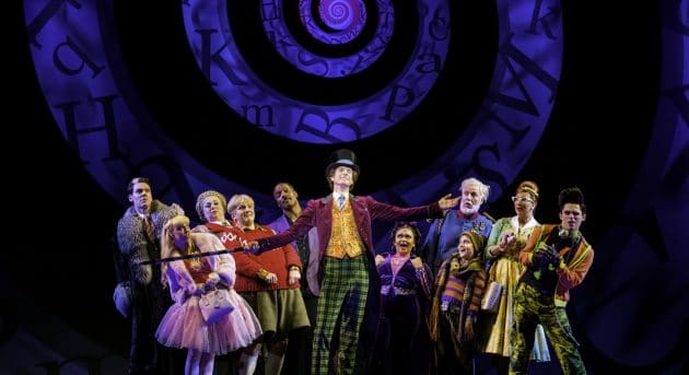 Paul Slade Smith (Willy Wonka) and lead cast of Charlie and the Chocolate Factory. Image by Brian Geach