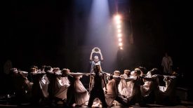 Jack Hopewell, Elvie Ellis and the company of the North American Tour of Jesus Christ Superstar. Photo by Evan Zimmerman for MurphyMade